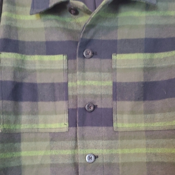 Houston White Green and Black Plaid Lightweight Shirt Jacket Medium - Picture 8 of 14